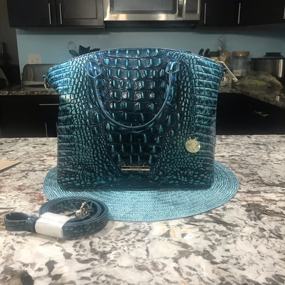 Brahmin Medium Duxbury Blue Patina New with Tags Crocodile-Embossed Women's Bag